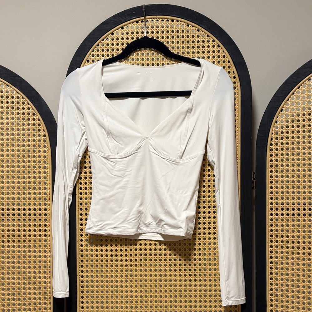 Elegant Cream Long Sleeve Women's Top